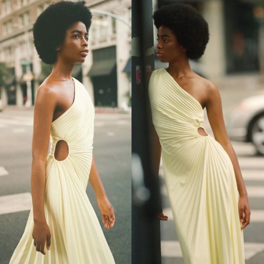 ALC Defina Vegan Leather Pleated Dress